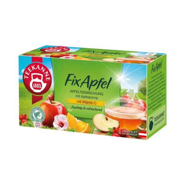 Teekanne FixApfel, Apfelteemischung mit Vitamin C, 20 Teebeutel im Kuvert